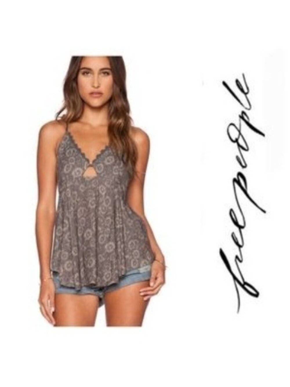 Free XS Grey Paisley Tank Y2K Festival Coachella